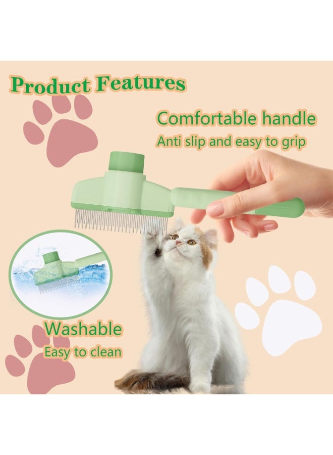 Cat Comb Dog Comb Pet Hair Removal Tool Flea Comb for Cats and Dog Lice Comb Cat Brush with Release Button Self-Cleaning with Long & Short Stainless Steel Metal Teeth for Shedding - Image 3